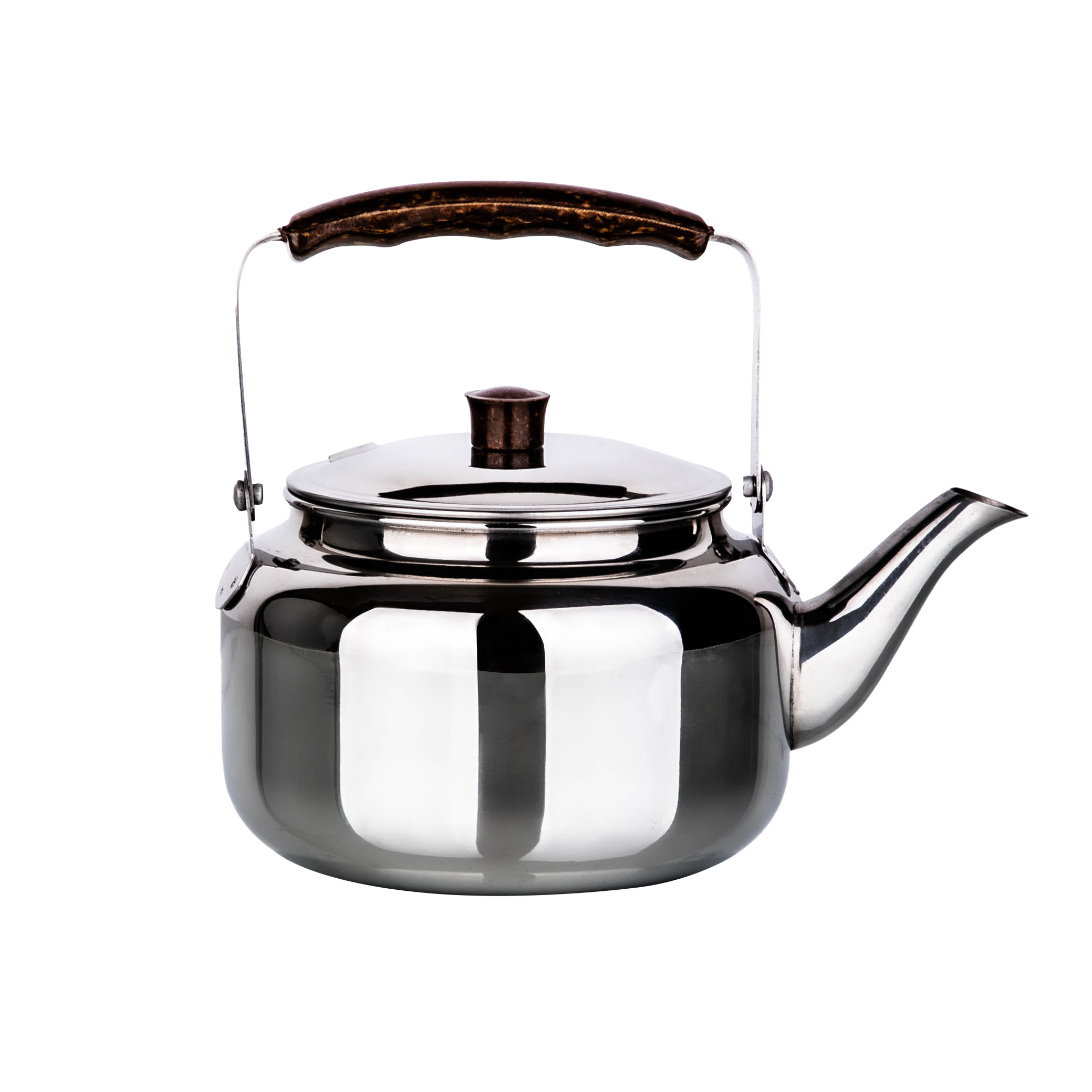 إبريق شاي كلاسيك من بيستر مصنوع من الستانلس ستيل، مع مقبض لون بني غامق
