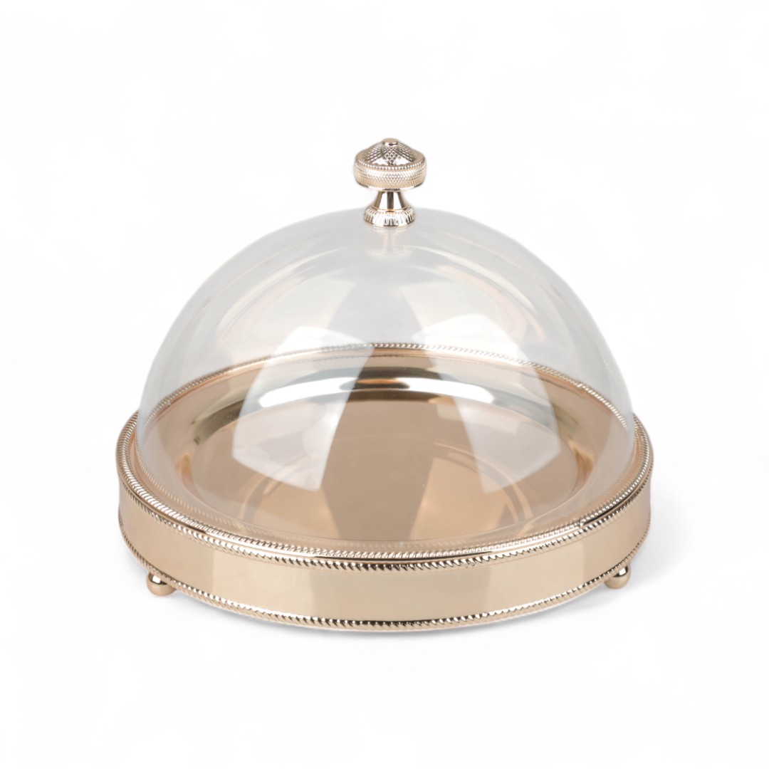 صحن كيك ميار بغطاء أكريليك، الشكل دائري