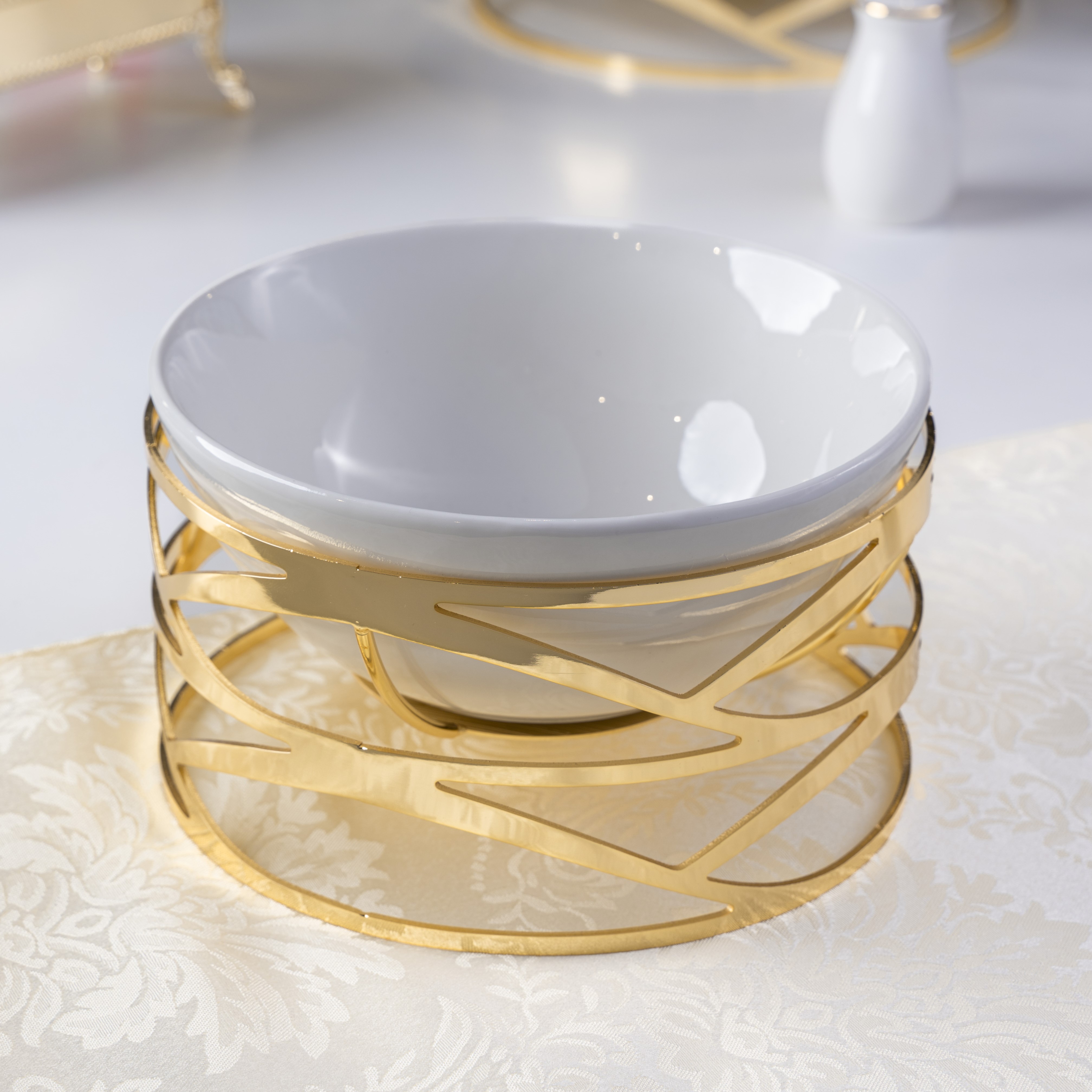 صحن تقديم فوبي مع قاعدة من سوليتير, اللون ذهبي، القطر 17 سم