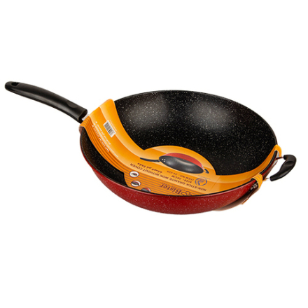 مقلاة بيستر جرانيت بمقبض طويل ومقبض جانبي قصير